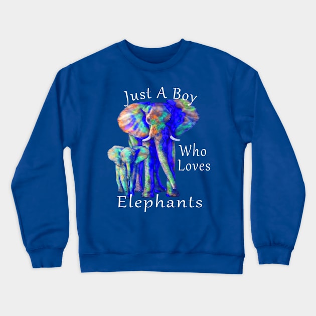 Just A Boy Who Loves Elephants Crewneck Sweatshirt by macdonaldcreativestudios